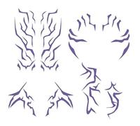 Pack de 4 pegatinas temporales moradas para la cara, pegatinas faciales para cosplay de diablo, tatuaje morado con rayo para cara, cintura, muslo y antebrazo
