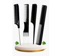 Pack de 4 Peines de Peluqueria Profesional Antitirones Color Negro- Peine Hombre y Mujer Fino, Corte, Peine Puas Anchas para Rizos y Texturizador - Hecho en España - apto para mechas y corte