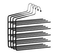 Pack de 4 Perchas para Pantalones, Percha múltiple, 5 Niveles, Ahorrar Espacio, Organizador Perchas, Antideslizante, para Ropa, Vaqueros, Corbatas, Bufandas, Vestidos, Toallas