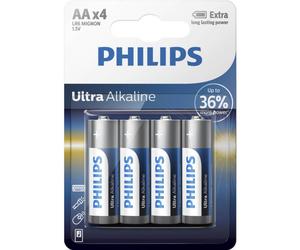 Pack de 4 Pilas AA Philips LR6E4B/10/ 1.5V/ Alcalina