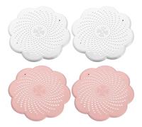 Pack de 4 Protectores de Drenaje de Silicona Universal - Filtro para Pelo en Ducha y Bañera - 2 Blanc + 2 Rose con Ventosas - para Fregadero, Cocina, Baño y Lavabo