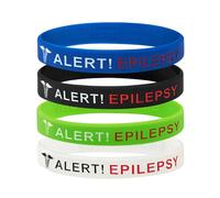 Pack de 4 pulseras médicas de alerta para la epilepsia para hombre en caso de emergencia (mediana 18 cm)