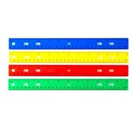 Pack de 4 reglas de plástico, amarillo, rojo, azul, verde, regla de precisión de 30 cm, herramienta de medición flexible, para escuela, oficina, hogar (color oscuro)