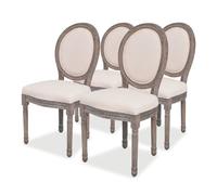 vidaXL Sillas de comedor de lino color crema 4 unidades
