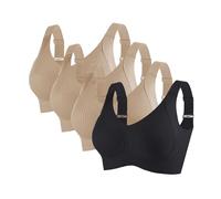 Pack de 4 sujetadores para mujer, cómodos, sin aros, pechos grandes, copas completas, acolchado, bralette, sujeción fuerte, tirantes anchos, push up, sin costuras, ropa interior, sujetador suave, para