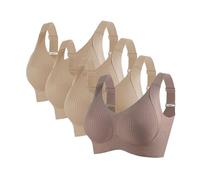 Pack de 4 sujetadores para mujer, cómodos, sin aros, pechos grandes, copas completas, acolchado, bralette, sujeción fuerte, tirantes anchos, push up, sin costuras, ropa interior, sujetador suave, para