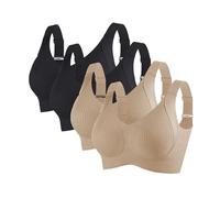 Pack de 4 sujetadores para mujer, cómodos, sin aros, pechos grandes, copas completas, acolchado, bralette, sujeción fuerte, tirantes anchos, push up, sin costuras, ropa interior, sujetador suave, para