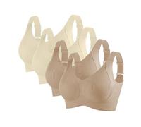 Pack de 4 sujetadores para mujer, cómodos, sin aros, pechos grandes, copas completas, acolchado, bralette, sujeción fuerte, tirantes anchos, push up, sin costuras, ropa interior, sujetador suave, para