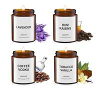 Pack de 4 Velas de Masaje para Aceites y Cremas Corporales - 512g en Caja Regalo (Lavanda+ Pasas de Ron+ Vodka de Café+ Vainilla Ahumada)