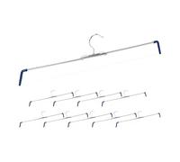 Pack de 40 Perchas Pantalones Extensibles, Faldas, Antideslizantes, 30-50 cm Ancho, Metal-PVC, Plateado-Azul