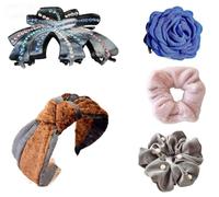 Pack de 5 Accesorios Capilares Horquillas Gomas con Perlas y Diadema; Diseño Floral Colorido y con Pedrería