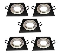 pack de 5 AROS empotrable ojo de buey cuadrado negro aluminio, diametro de corte 75mm, apto para bombilla dicroica LED, casquillo porcelana GU10 incluido