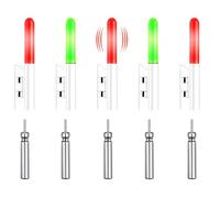 Pack de 5 Avisadores de Picada LED para Caña de Pescar, Indicador Luminoso tipo Starlite en Puntera, Accesorios Surfcasting y Carpfishing, Incluye Pilas CR425 (Verde, Rojo, Blanco Intermitente)