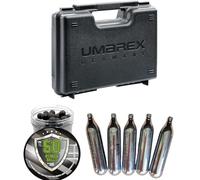 Pack de 5 Bombonas de CO2 + 100 Bolas de Goma del Calibre .50 + Maletin para Airsoft Arma