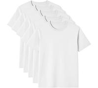 Pack de 5 camisetas para hombre, monocolor, cuello redondo, ajuste normal, 100% algodón