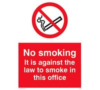 Pack de 5 carteles A5P con texto en inglés "No Smoking In This Office" (150 x 200 mm)