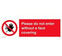 Pack de 5 carteles con texto en inglés «Please do not enter without a face covering» (300 x 100 mm)