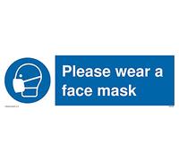 Pack de 5 carteles con texto en inglés "Please wear a face mask", 300 x 100 mm, L31