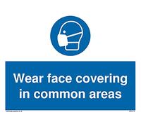 Pack de 5 carteles con texto en inglés "Wear face covering in common are", 200 x 150 mm, A5L
