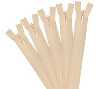 Pack de 5 cremalleras invisibles, 40 cm/16 pulgadas cremalleras de nailon para costura: cojines, faldas, pantalones, ropa, bolsas (beige)