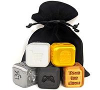Pack de 5 dados de decisión Maison-AnniCraft - Idea de regalo original - Fiesta, Hogar, Comidas, Viajes & ¿Quién? - Impreso en 3D - Bolsa de terciopelo negro incluida