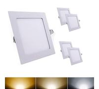 Pack de 5 Downlight LED Panel Empotrable Cuadrado, iluminacion 6W 9W 12W 15W 20W 25W, marco blanco 3000k 4000k 6000k. Driver incluido (6W, 4000k Blanco Neutro)