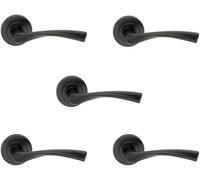 Pack de 5 juegos de manivela roseta negra Ola para puertas de interior