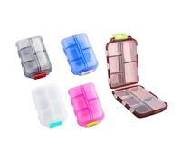 Pack de 5 pastilleros pequeños con 10 compartimentos y etiquetas, para bolsillo