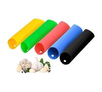 Pack de 5 peladores de ajos, peladores de ajos de silicona Rodillos de ajo, peladores de verduras Utensilios de cocina (rojo, amarillo, verde, azul, negro)