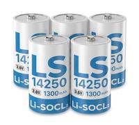 Pack de 5 pilas de litio LS14250, 3,6 V, 1/2 AA, 1300 mAh, no recargables ER14250 para medidores de agua, medidores eléctricos, instrumentos médicos y dispositivos, etc