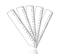 Pack de 5 reglas de 15 cm para niños de la escuela primaria, claramente graduadas, flexibles e irrompibles, regla de plástico transparente para escuela primaria, instrumentos de medición precisos para