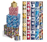Pack de 5 Rollos de Papel de Regalo Ángel Europa, 70x200 cm, Diseños Surtidos, Envío en Caja de Cartón Protectora, (Sonic)