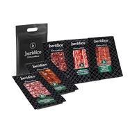 Pack de 5 sobres Loncheados Ibéricos: Jamón Cebo de Campo+Lomo Cebo de Campo+Chorizo Ibérico Extra+Salchichón Ibérico Extra+Taquitos. Extremadura. BERÍDICO. 500 g en total