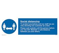 Pack de 5 - Social distancing to protect you and our staff Sign - 300 x 100 mm - L31