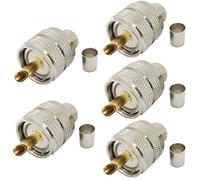 Pack de 5 UHF PL-259 PL259 Macho-Plug Crimp coaxial Adaptador RF Conector para LMR400 RG8 9913 Cable coaxial Compatible con Radio Ham