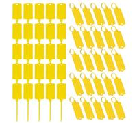 Pack de 50 etiquetas de plástico con bridas, Etiquetas impermeables y reutilizables para bolsas, equipaje, ropa, oficina y almacén, Amarillo