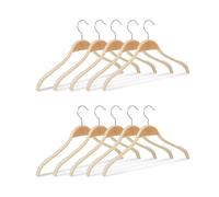 Relaxdays Pack de 50 Perchas Antideslizantes con Giro de 360º, Beige, Madera, 40 cm