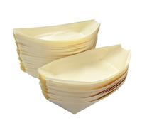 Pack De 50 Platos Llanos De Madera Con Forma De Barco, Platos De Fiesta, Bandejas De Comida De Madera Para Snacks, Sushi, Fruta, Etc.