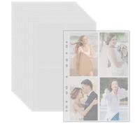 Pack de 55 fundas para fotos A4 con 440 compartimentos de doble cara, fundas transparentes para tarjetas postales con 4 compartimentos, fundas transparentes A4, hojas de recarga para álbumes de fotos