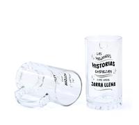Pack de 6 a 24 uds, Jarras de Cerveza con Frases, Cristal Transparente con Asa, 500 ml, 15 x 8 cm, Detalles para Bodas o Eventos, Varios modelos, Regalantes (9, Historias)