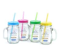 Pack de 6 a 24 uds, Jarras de Cristal con Tapa y Pajita Colores Variados, 480 ml, Frase Gracias por Formar Parte de Nuestra Historia, Regalo para Invitados Boda, Regalantes (9, Color surtido)