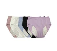 Pack de 6 Bragas Menstruales de Algodón, Faja Para Menstruación, Postparto, Pérdidas de Orina, Lavables Reutilizables, Absorbentes (6 Colores, XXXL)