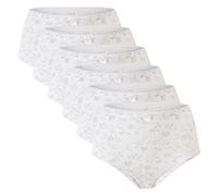 Pack de 6 Braguitas Altas, Suaves y Muy elásticas - Estampado Floral - Blanco - 44/46