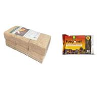 Pack de 6 Briquetas de Madera para chimeneas, Estufas o Barbacoa, 100% Natural y ecológico, Alto Poder calorifico (6 kg Aproximadamente) + 1 Paquete de Pastillas ecológicas 32 ud.