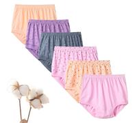 Pack de 6 calzoncillos de algodón ultrasuaves para mujeres de mediana edad y ancianos, talla grande, calzoncillos de 100% algodón, ropa interior cómoda para personas mayores, 6 piezas-A, 5XL Grande