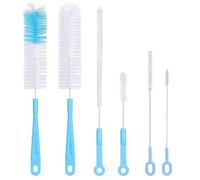 Pack de 6 cepillos para botellas, color azul cielo, limpiador de pipa, cepillo largo para colgar, cepillo de limpieza, pajita, cepillo limpiador de botellas, cepillos de limpieza para botellas de agua