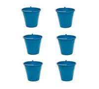 Pack de 6 Cubos de Goma, de Color Azul, de 26 x 22,9 cm, con Capacidad de 8 litros, con asa de Metal, para Distintas Funciones, Cubo Limpieza, cubeta agrícola