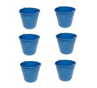 Pack de 6 Cubos de Goma, de Color Azul, de 33,2 x 27,8 cm, con Capacidad de 16 litros, con asa de Metal, para Distintas Funciones, Cubo Limpieza, cubeta agrícola