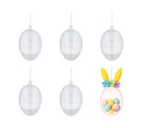 Pack de 6 Huevos plástico Transparente para Colgar 2 Partes 13cm.
