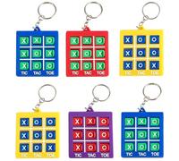 Pack de 6 Llaveros de Tres en Raya, Mini Juego de Mesa Portátil 10.2x4.1cm, Juguete Antiestrés Fidget Toy para Niños y Adultos, Colores Aleatorios, Ideal para Mochilas y Regalos de Cumpleaños